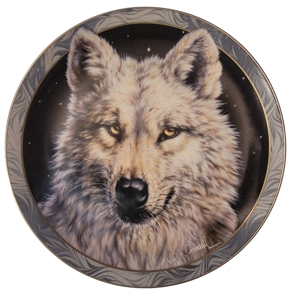 Wolf Arctic Nights Bradford Exchange Plate 3rd In Mystic Spirit Collection